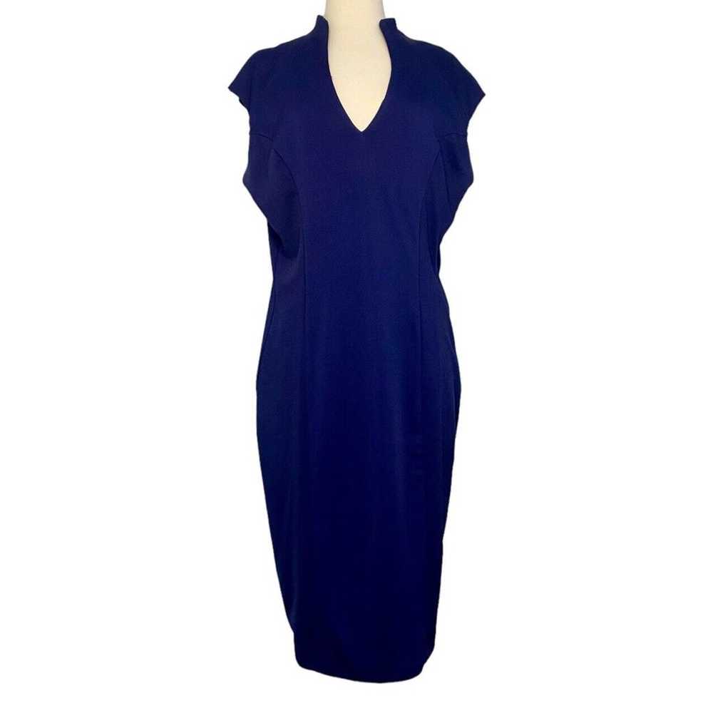 ALEXIA ADMOR NAVY BLUE KATRINA SPLIT-NECK PONTE B… - image 2