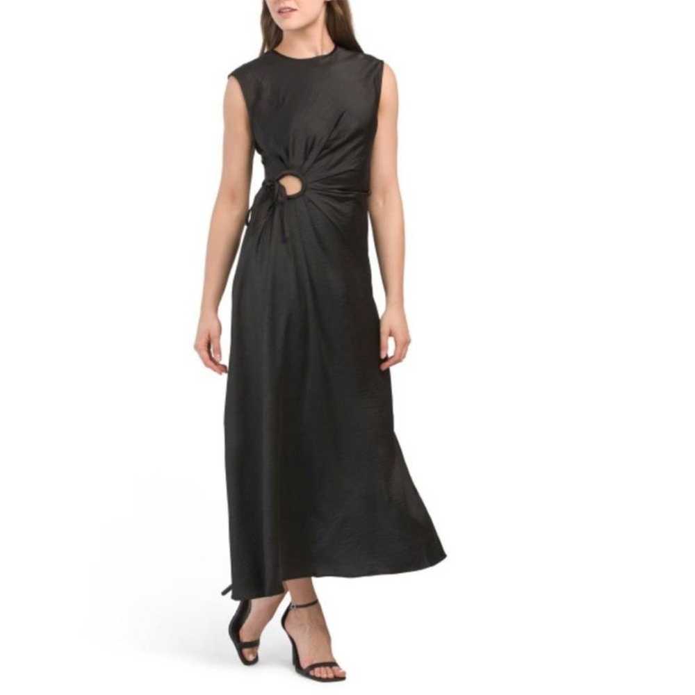 House of Harlow 1960 Black Satin Side Tie Maxi Dr… - image 1