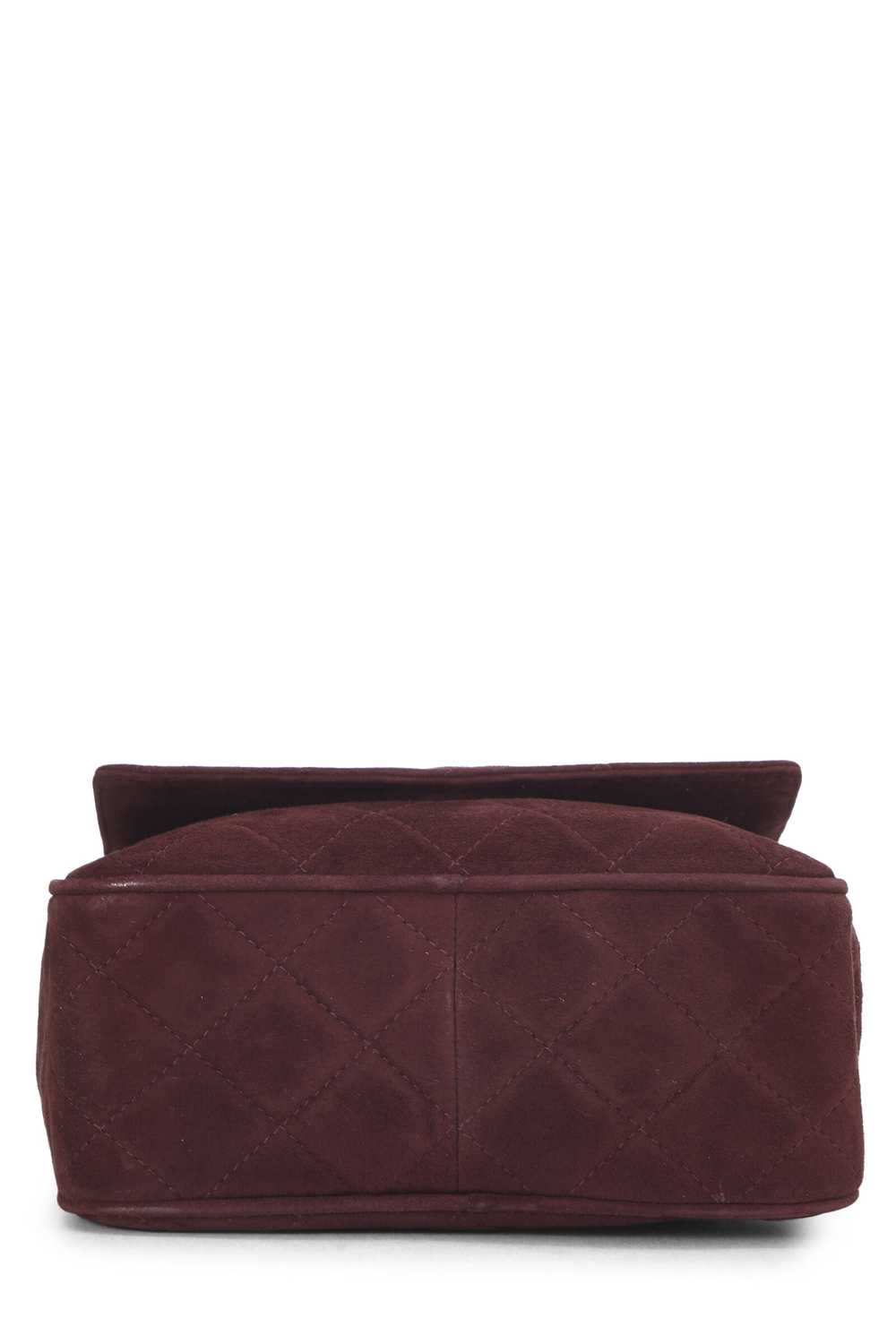 Burgundy Quilted Suede Diamond 'CC' Camera Bag Me… - image 5