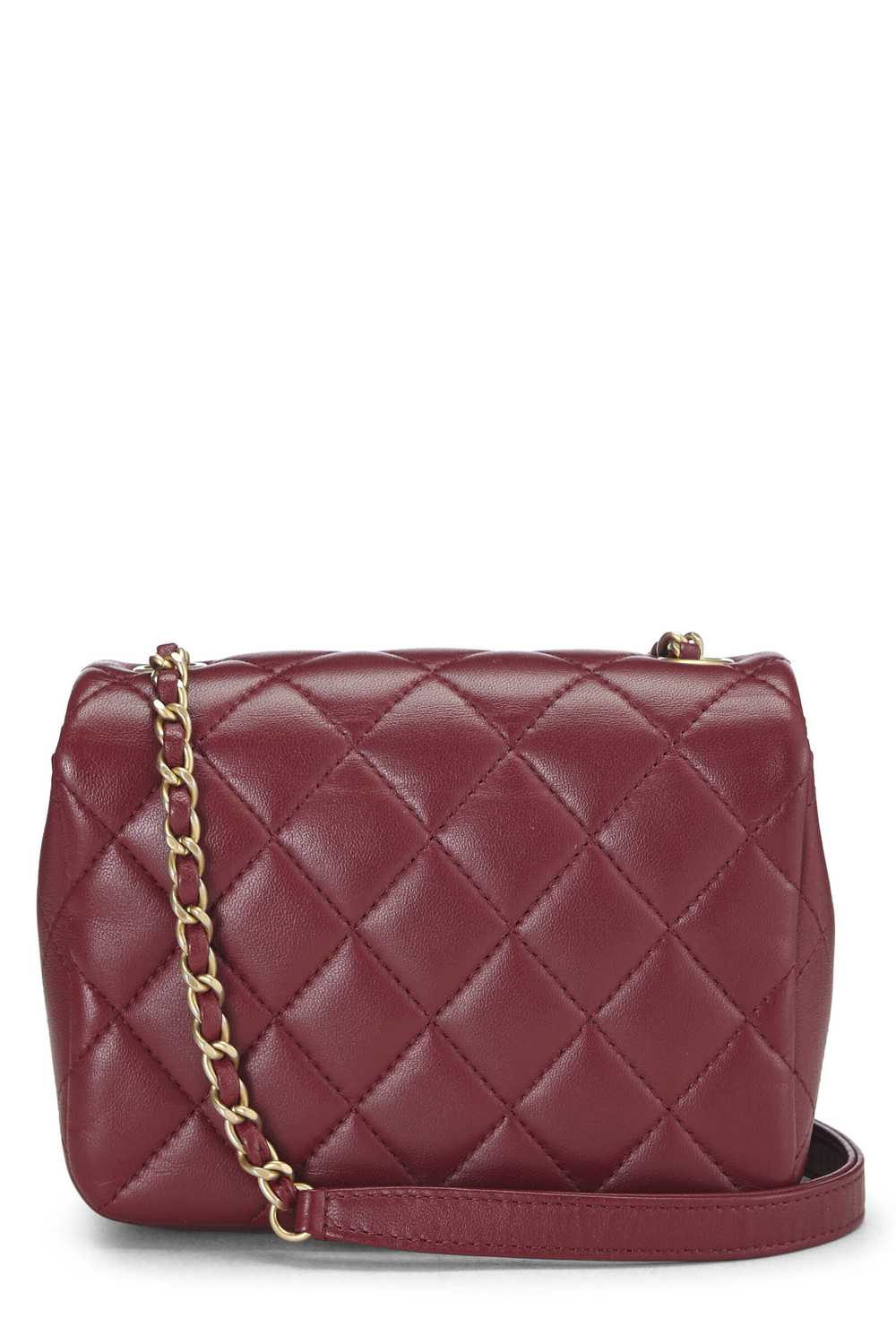 Burgundy Quilted Lambskin Crystal Flap Bag Mini - image 4