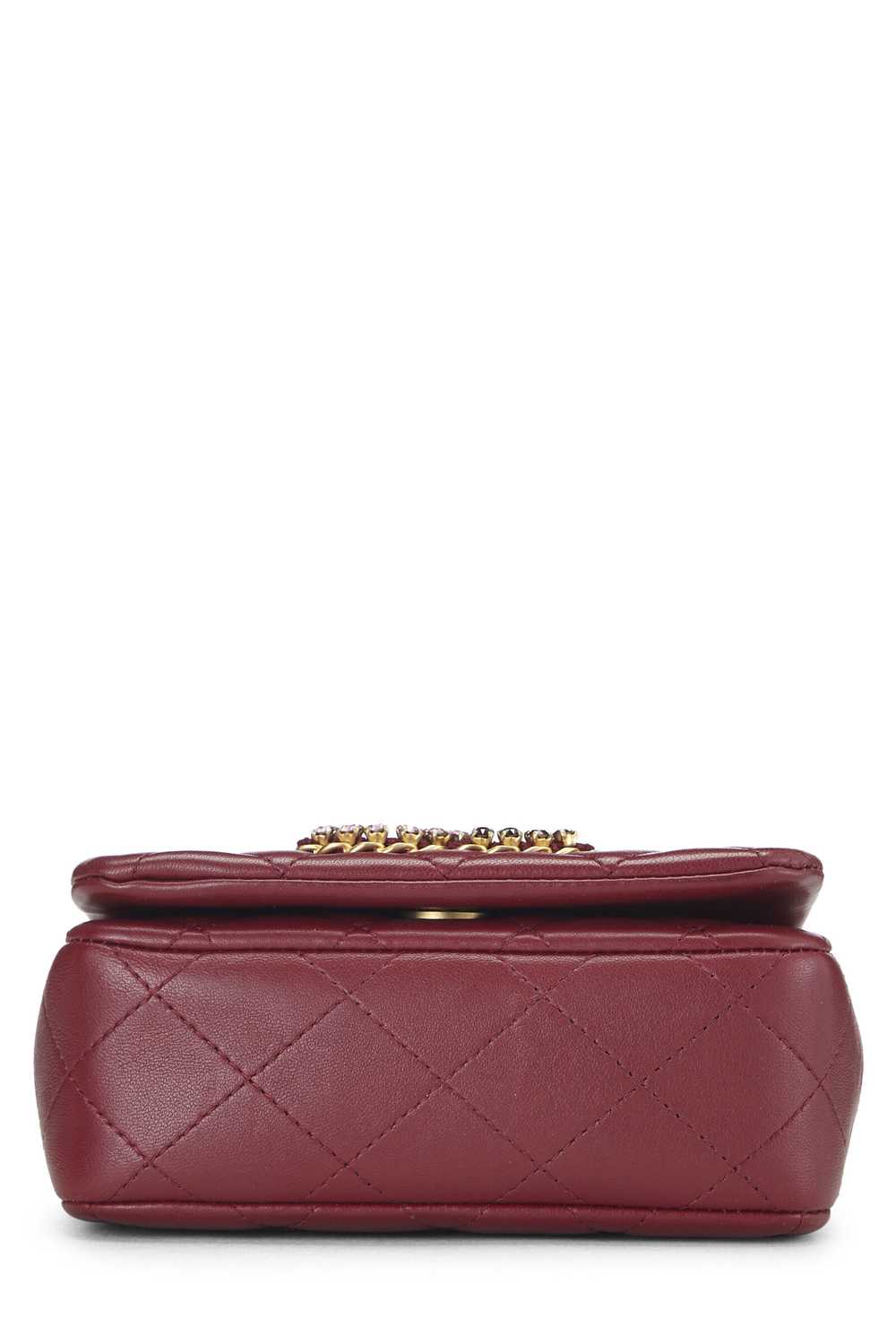 Burgundy Quilted Lambskin Crystal Flap Bag Mini - image 5