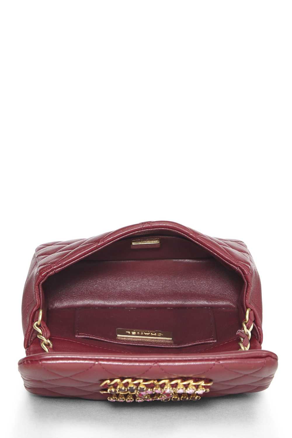 Burgundy Quilted Lambskin Crystal Flap Bag Mini - image 6
