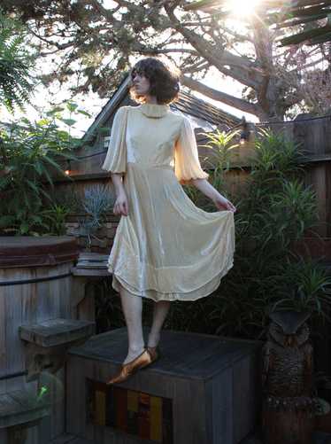 30s Ivory Silk Velvet Dress