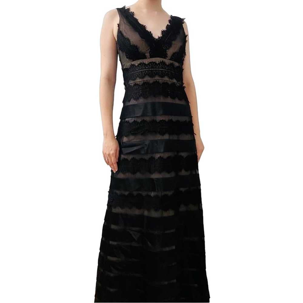 JS Collections Dress Long Formal Tiered Black Cre… - image 1