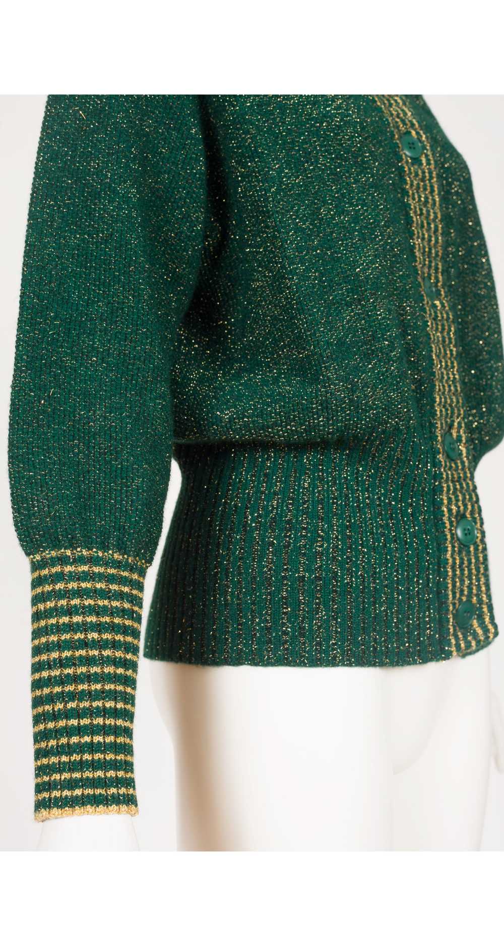 Yves Saint Laurent 1970s Gold Lurex & Green Wool … - image 3