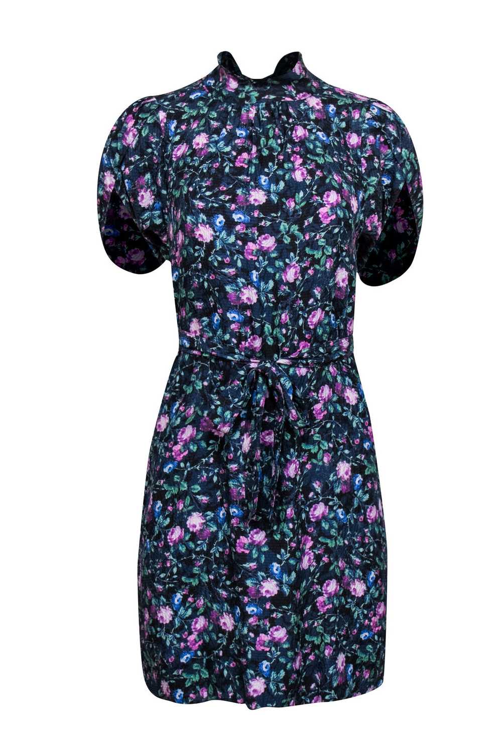 Rebecca Taylor - Blue, Black & Purple Floral Prin… - image 1