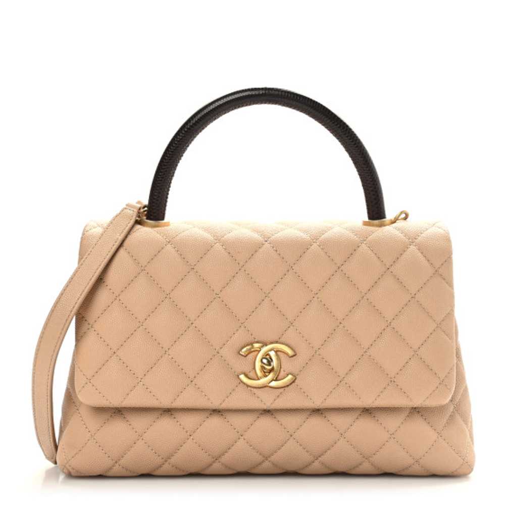 CHANEL Caviar Lizard Embossed Quilted Small Coco … - image 1