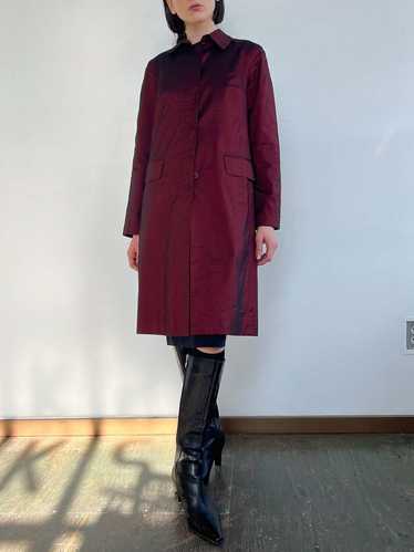 Vintage BCBG Sharkskin 90s Trench - Crimson