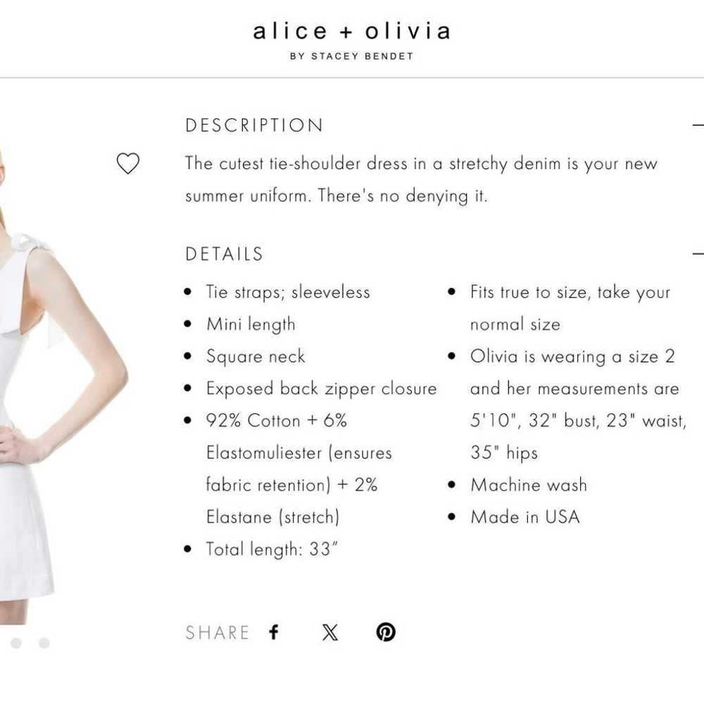 ALICE + OLIVIA Maryann white denim mini dress siz… - image 4