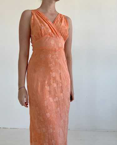 Hand Dyed Orange Jacquard Slip Dress