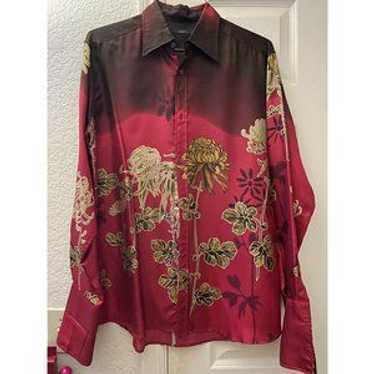 Gucci/Tom Ford期/Paisley Silk Shirt/RED New Tom Ford for Gucci Men's Silk Diamond Red Black Paisley