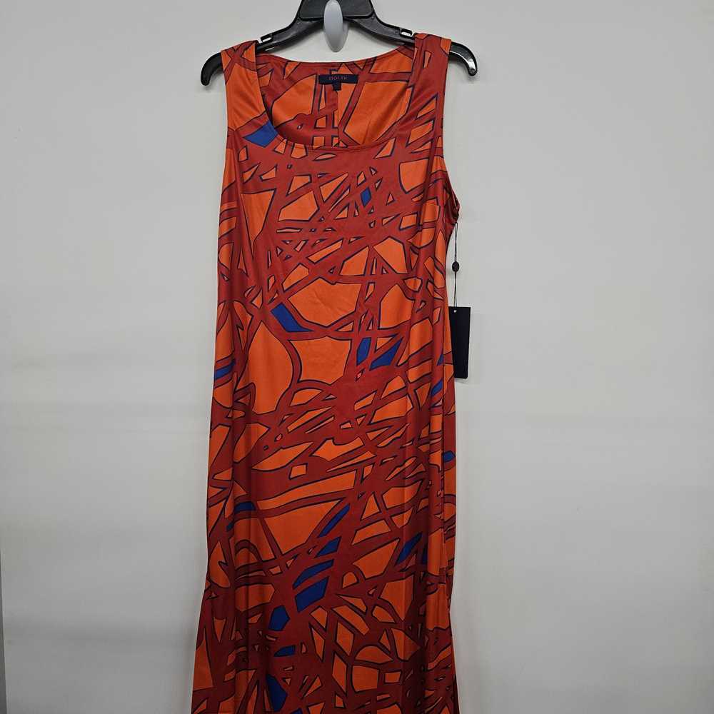 Orange Hued Slit Hem Sleeveless Dress - image 1