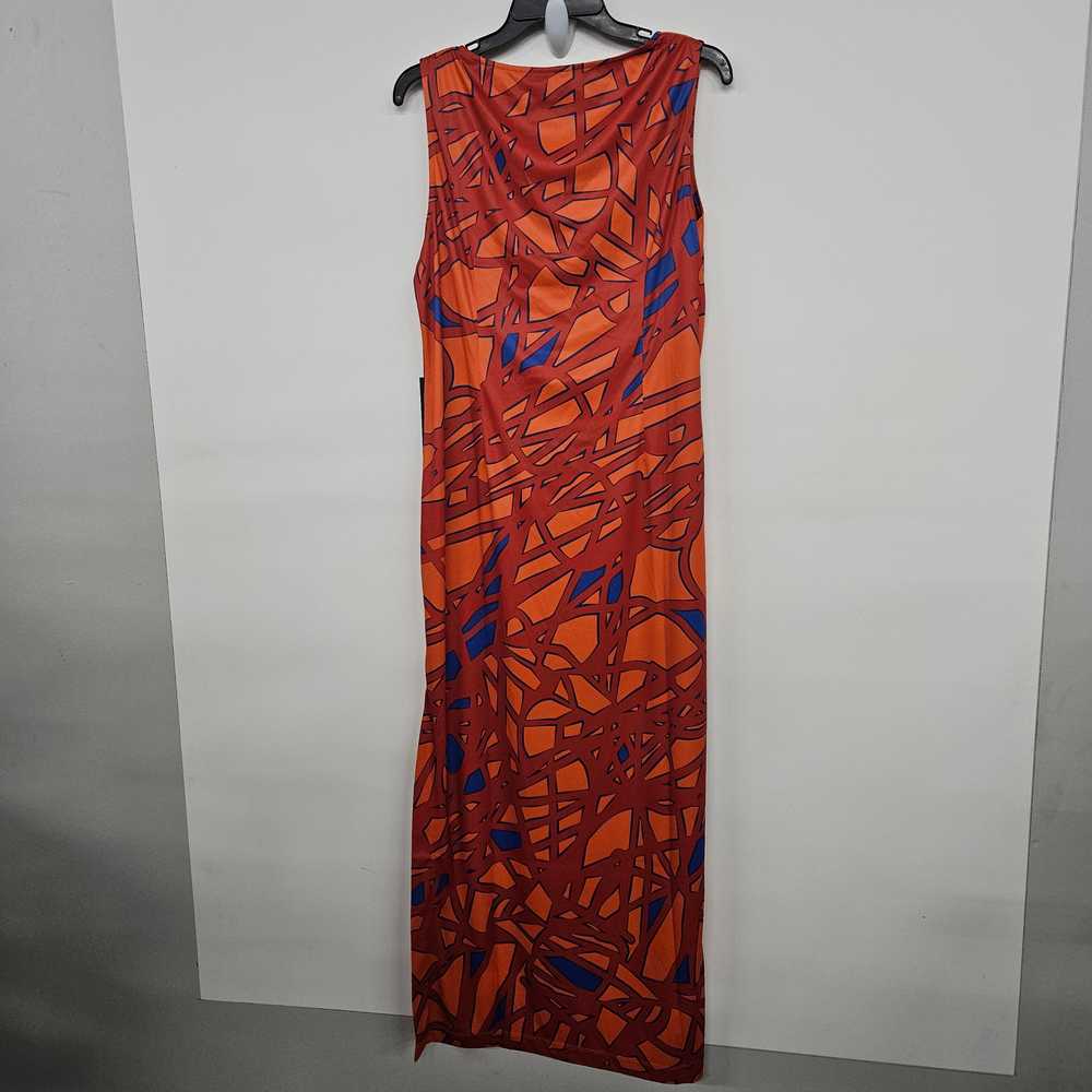 Orange Hued Slit Hem Sleeveless Dress - image 2