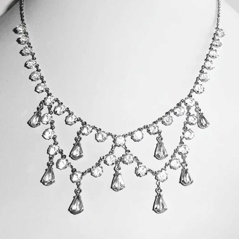 Sparkling Cut Crystal White Gold Filled Festoon N… - image 10