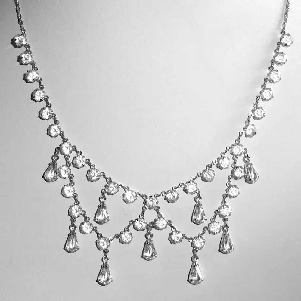 Sparkling Cut Crystal White Gold Filled Festoon N… - image 12