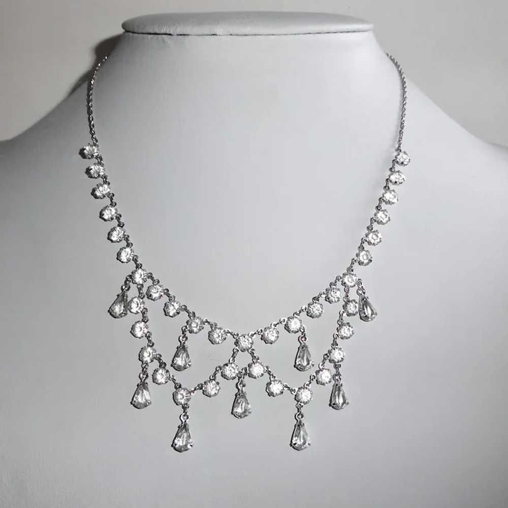 Sparkling Cut Crystal White Gold Filled Festoon N… - image 2