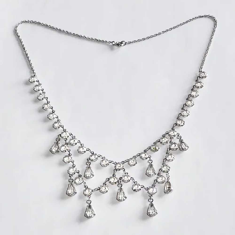 Sparkling Cut Crystal White Gold Filled Festoon N… - image 3