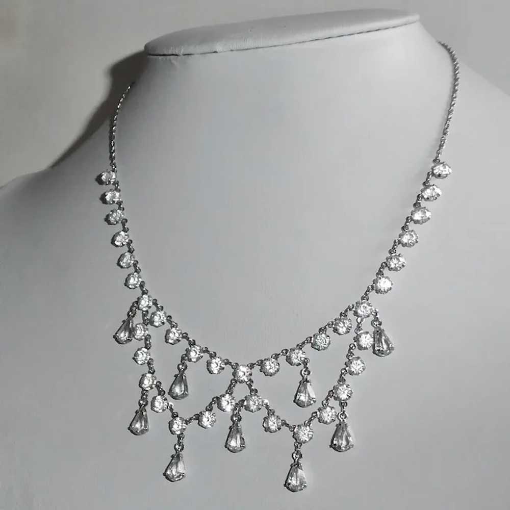 Sparkling Cut Crystal White Gold Filled Festoon N… - image 4