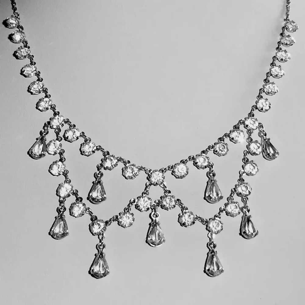 Sparkling Cut Crystal White Gold Filled Festoon N… - image 5