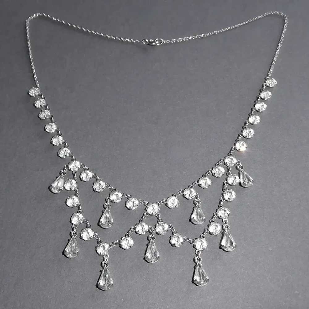 Sparkling Cut Crystal White Gold Filled Festoon N… - image 6