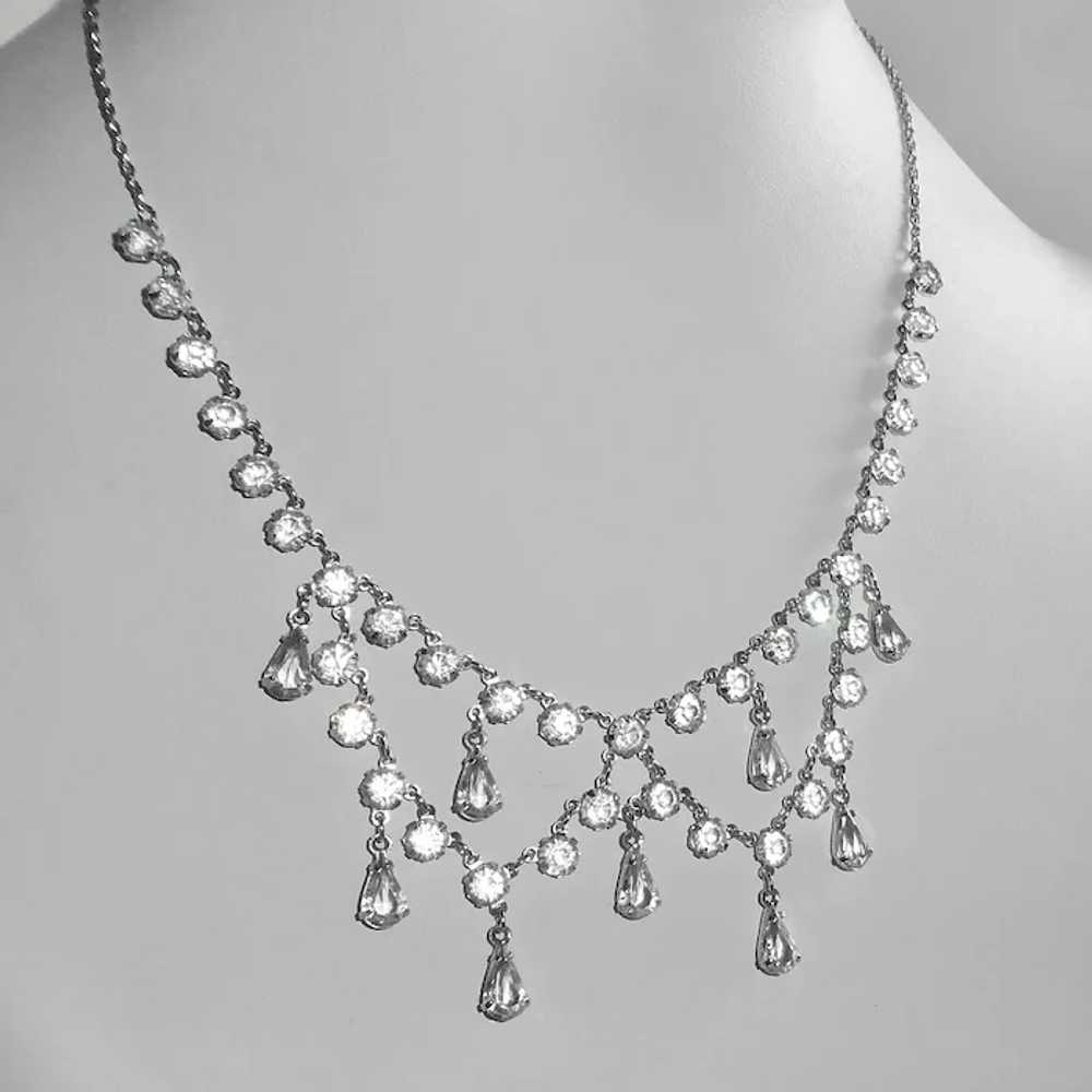 Sparkling Cut Crystal White Gold Filled Festoon N… - image 7