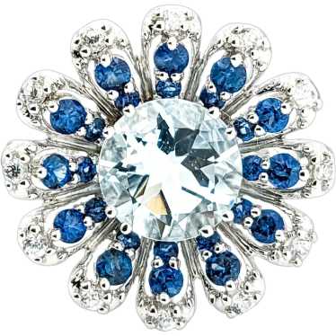 2.40ct Aquamarine & .60ctw Blue Sapphire Ring In W