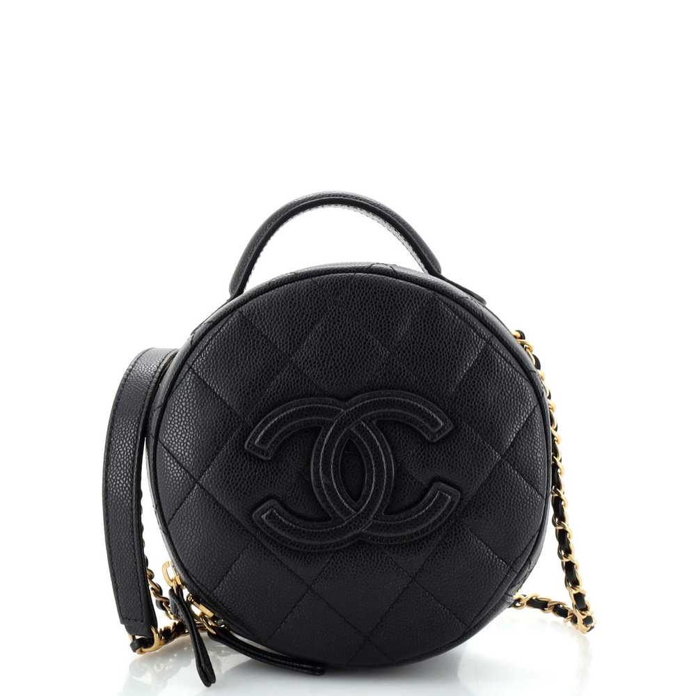 CHANEL Round Vanity With Chain Quilted Caviar Sma… - image 1