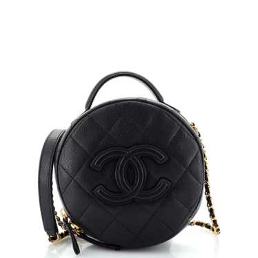 CHANEL Round Vanity With Chain Quilted Caviar Sma… - image 1