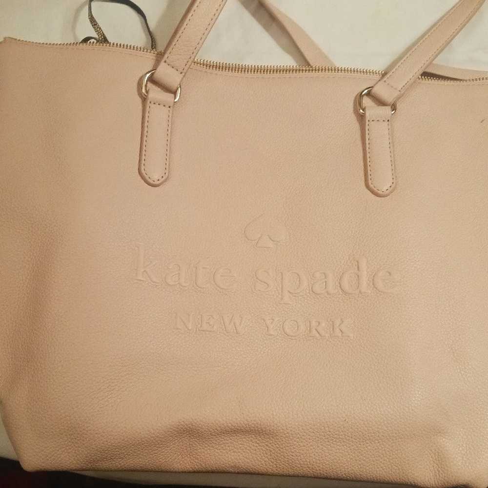 Kate Spade New York Beige Refined Pink Leather To… - image 1