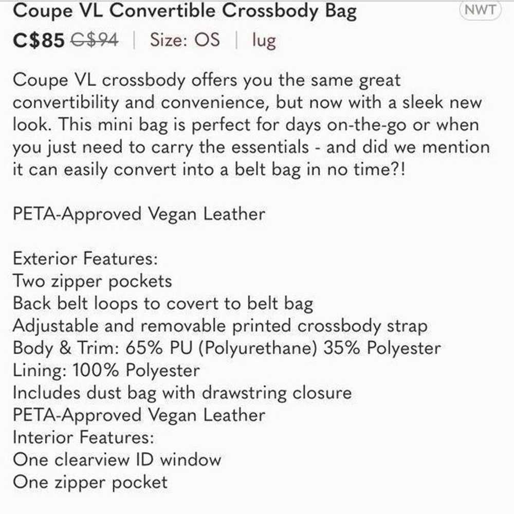 LUG Convertible Crossbody Bag NWOT - image 3