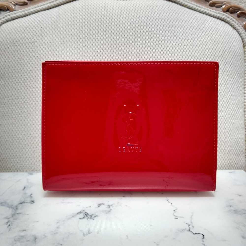 New Red YSL Beaute Patent Cosmetic Makeup Bag Clu… - image 1