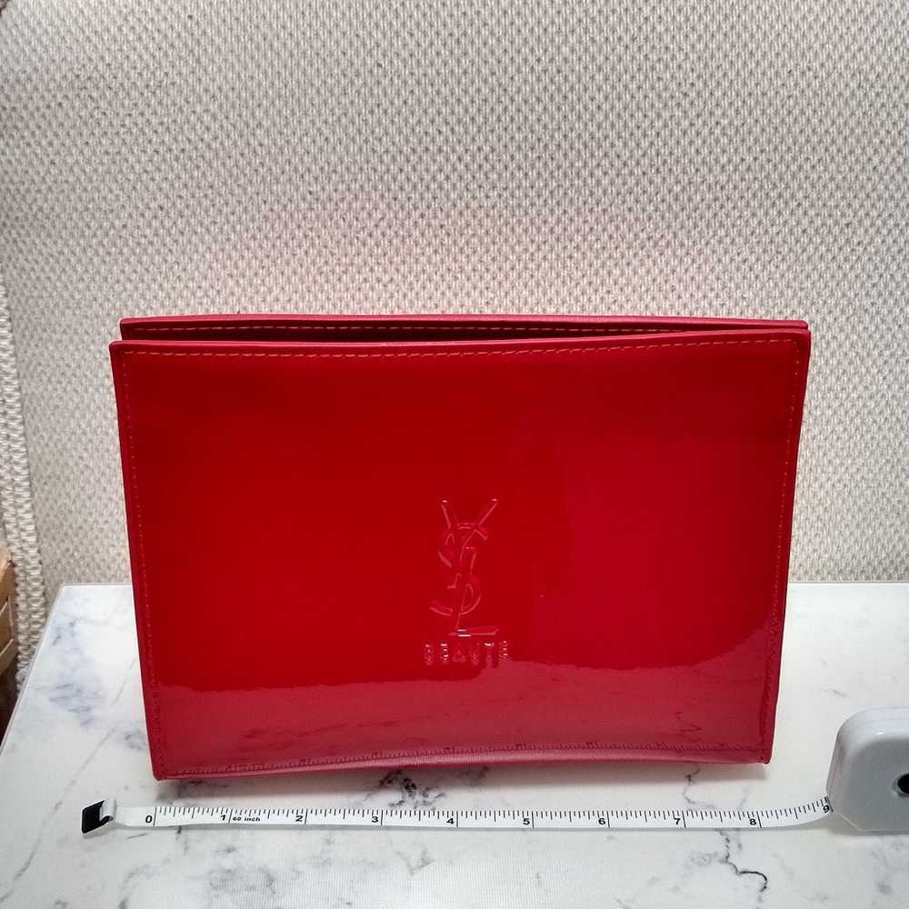 New Red YSL Beaute Patent Cosmetic Makeup Bag Clu… - image 9