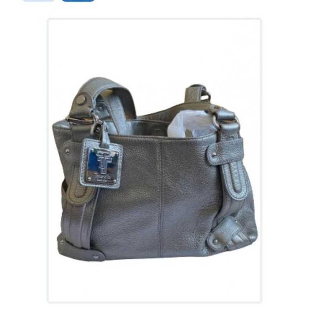 Tignanello Silver Metallic Leather Handbag - image 1