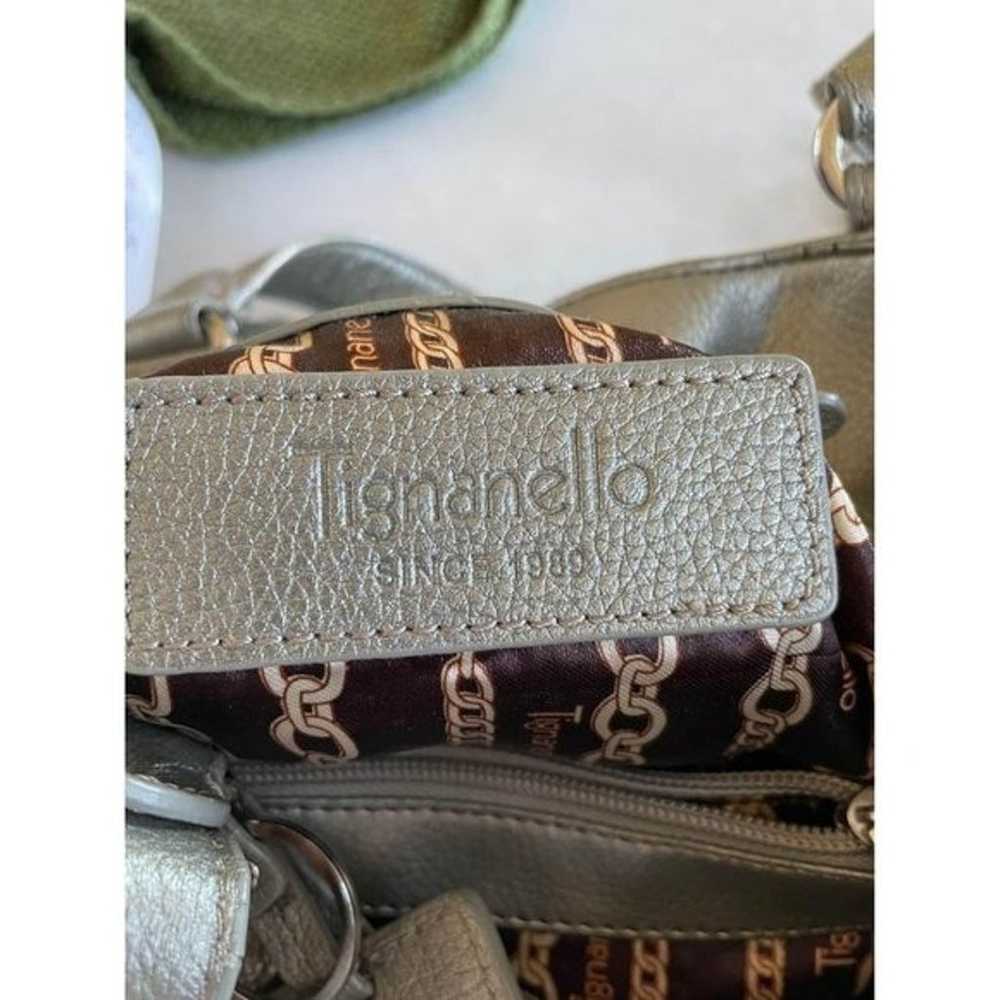 Tignanello Silver Metallic Leather Handbag - image 4