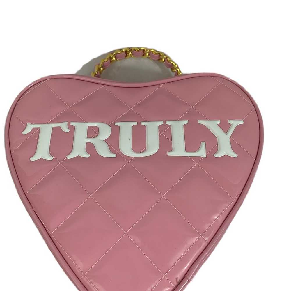 TRULY 2023 PINK QUILTED HEART SHAPED BAG W CHAIN … - image 1