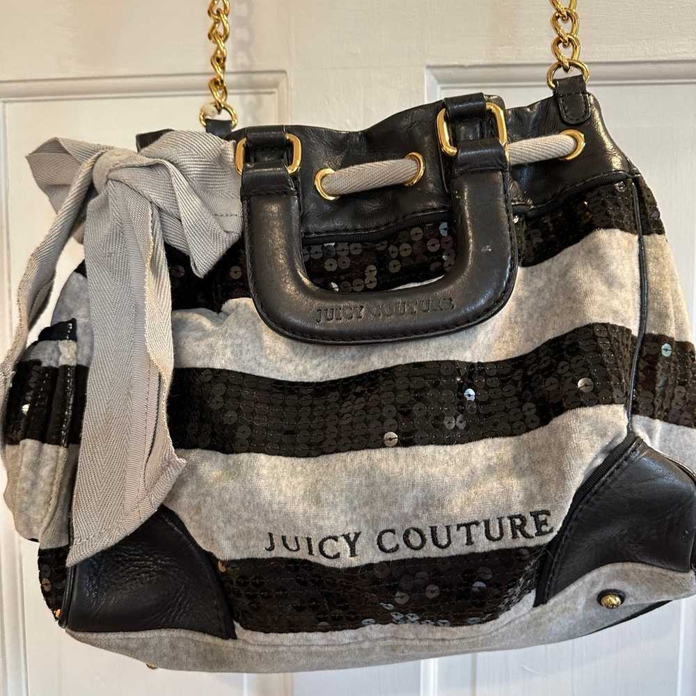Juicy couture Vintage purse striped grey an black… - image 2