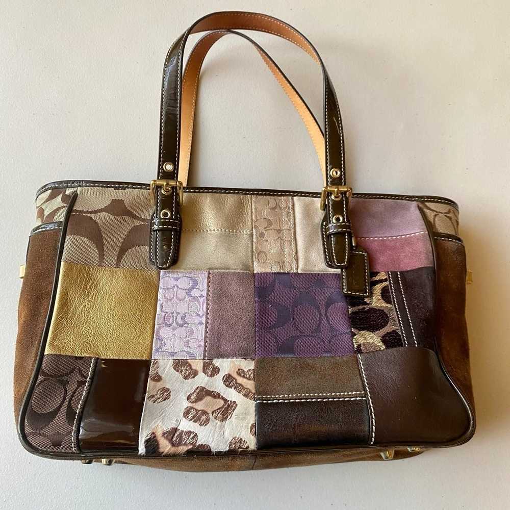 Vintage Coach Holiday Patchwork Tote - image 2