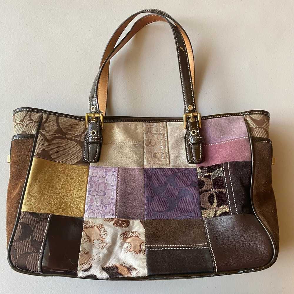 Vintage Coach Holiday Patchwork Tote - image 3