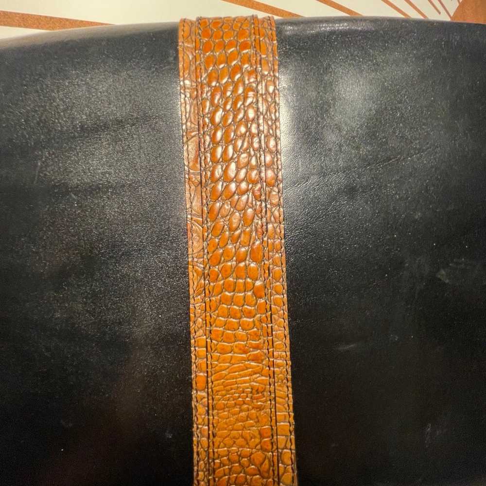 Brahmin Black/Brown Leather Croc Shoulder Bag - image 2
