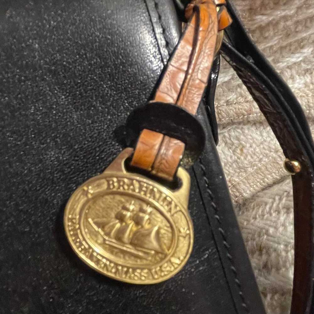 Brahmin Black/Brown Leather Croc Shoulder Bag - image 7