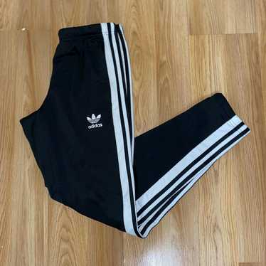 Adidas Tear Away Pants Mens Large Black White Stripes Snap Up Tapered  Joggers 