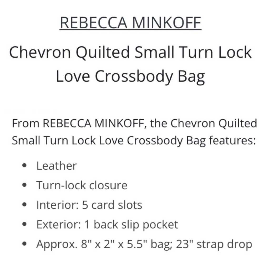 REBECCA MINKOFF Chevron Quilted Small Turn Lock L… - image 12