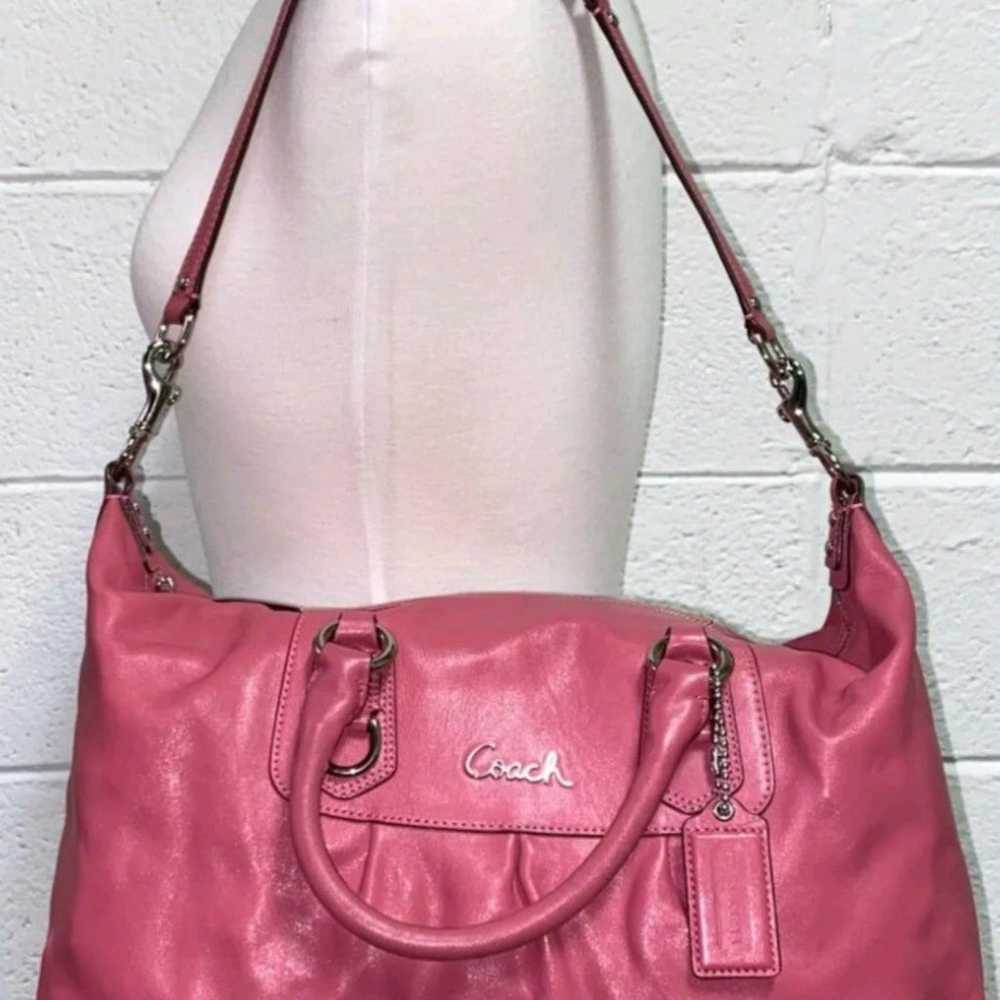 COACH ASHLEY ORCHID PINK LEATHER BAG- 14.5 x 5 x … - image 1