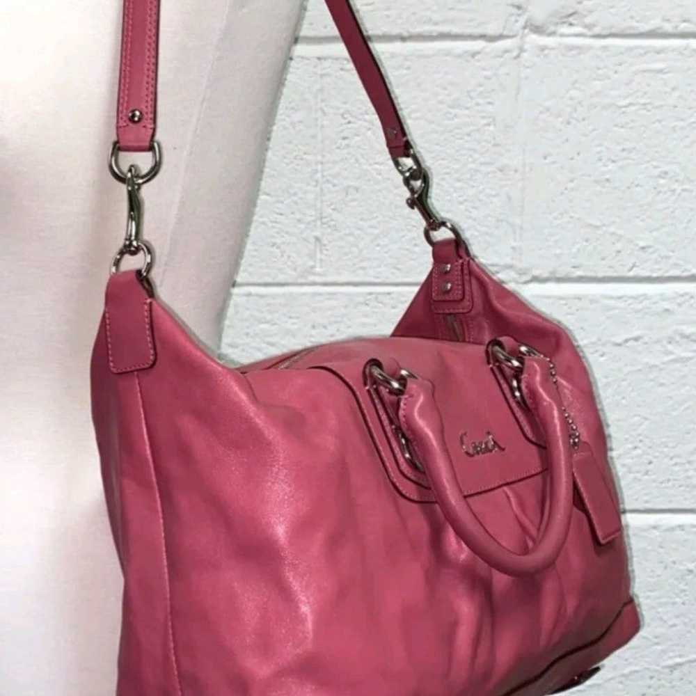 COACH ASHLEY ORCHID PINK LEATHER BAG- 14.5 x 5 x … - image 2
