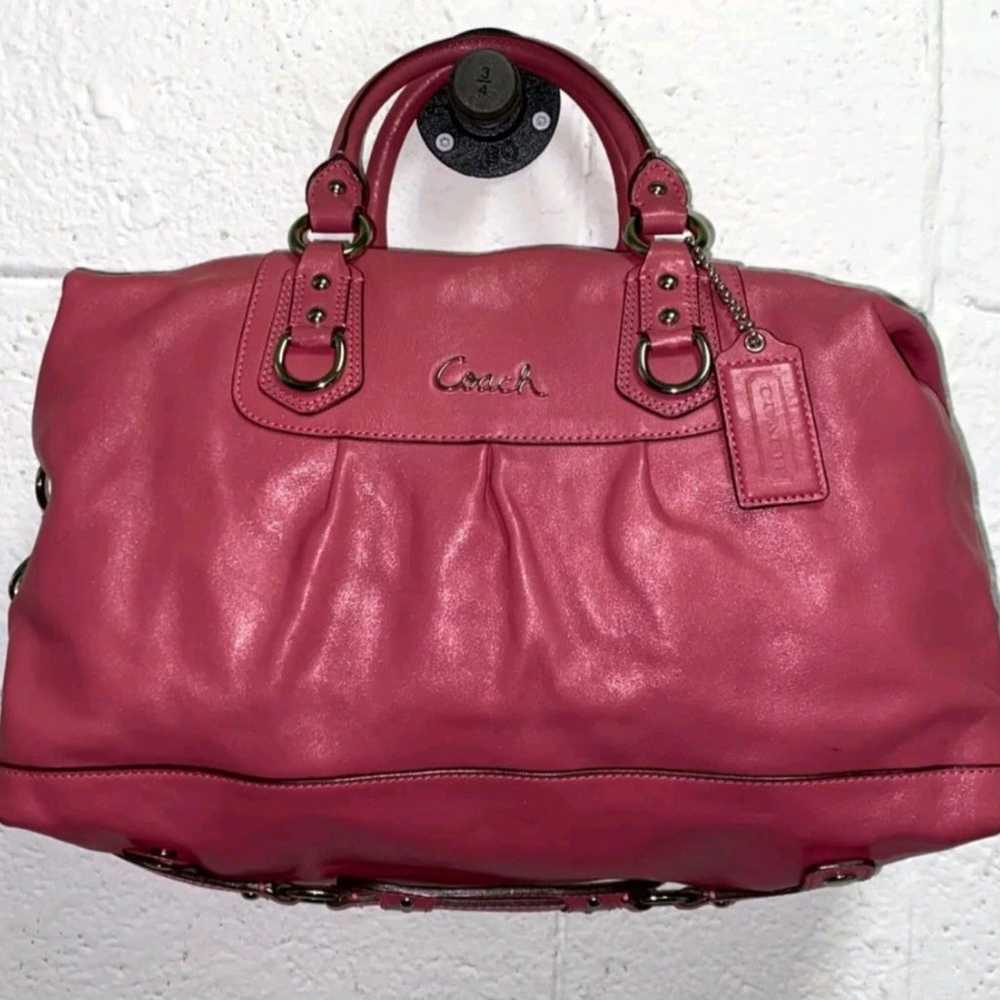 COACH ASHLEY ORCHID PINK LEATHER BAG- 14.5 x 5 x … - image 4