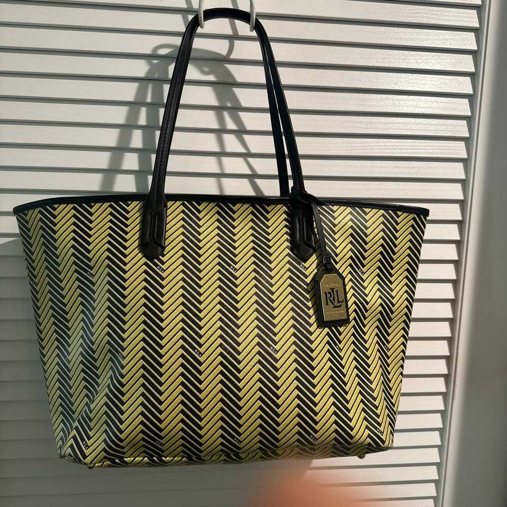 NWOT Ralph Lauren Signature Large Tote with Leath… - image 1