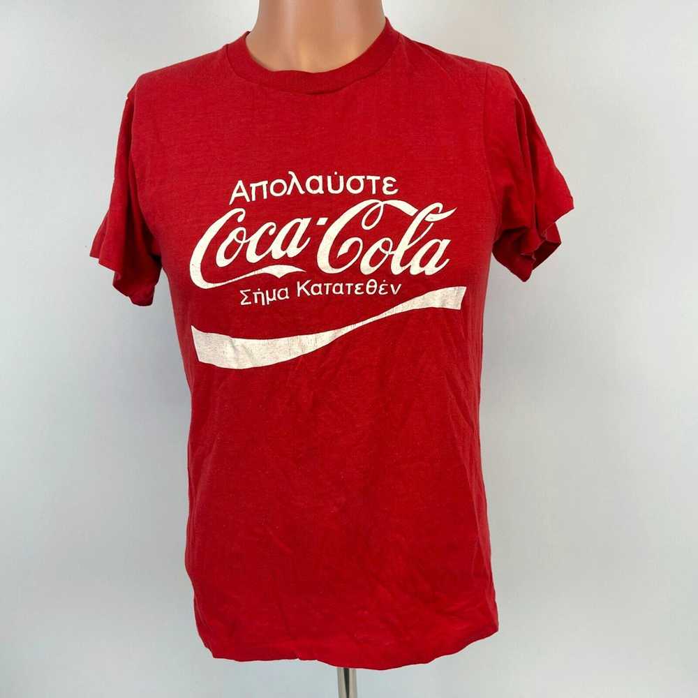 Vintage Coca Cola Greek Single Stitch T Shirt Vtg… - image 2