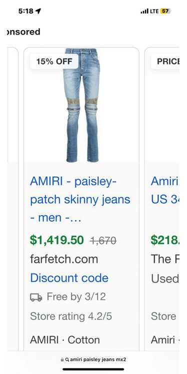 Amiri Amiri MX2 Paisley Jeans