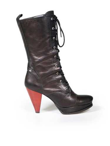 Yohji Yamamoto Black Leather Laced Platform Boots - image 1