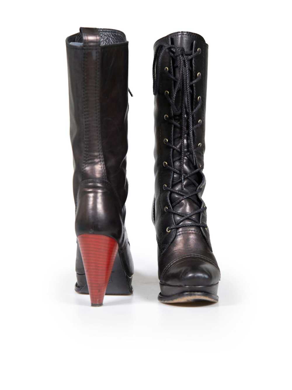 Yohji Yamamoto Black Leather Laced Platform Boots - image 3